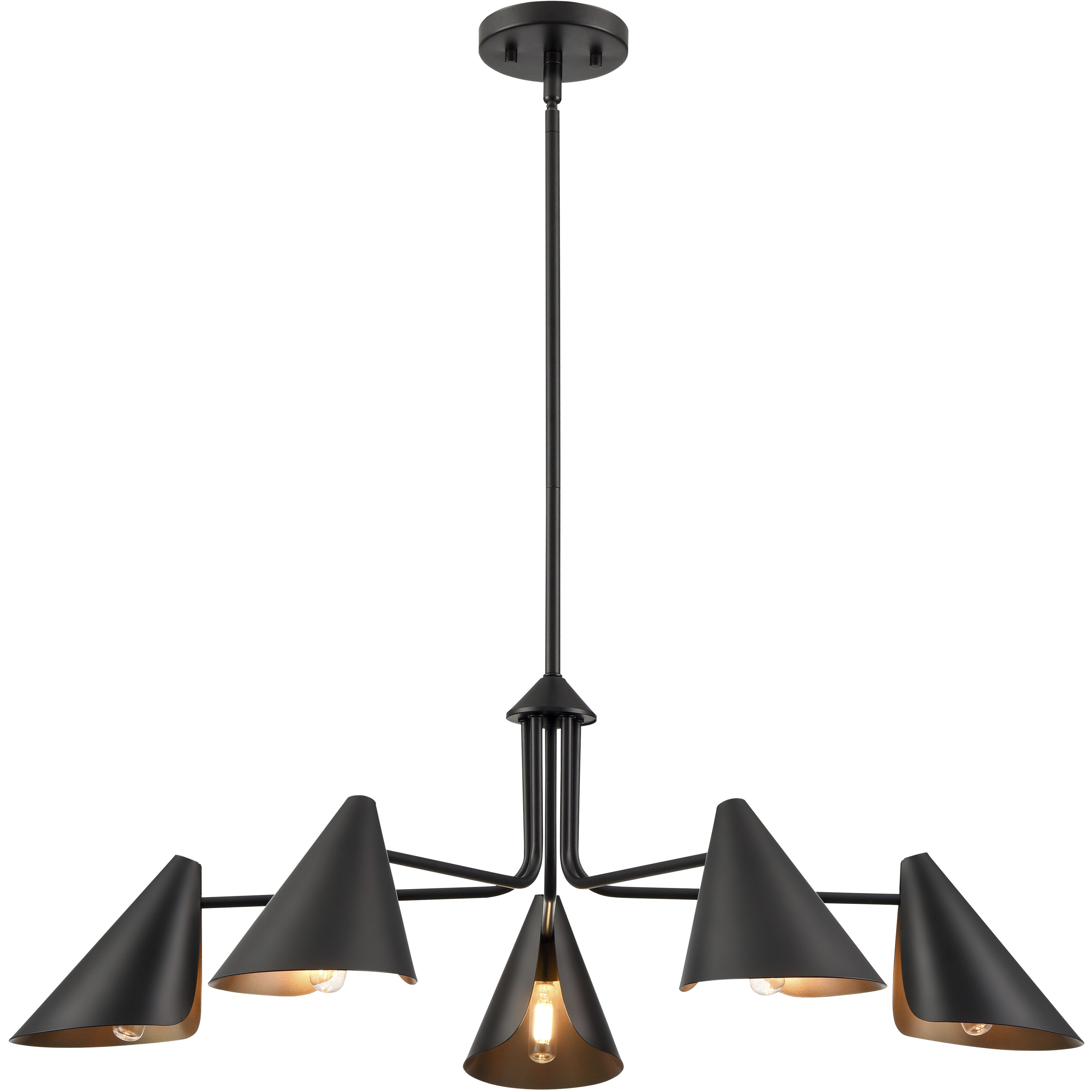 Warhol 5 Light 34 inch Matte Black Chandelier Ceiling Light
